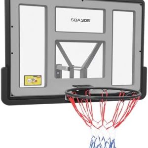 44'' Basketball Backboard and Rim Combo - Wall Mounted - Shatter Proof PET Backboard - Durable Rim with All-Weather Net